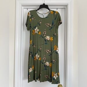 Old Navy Olive Floral Midi Dress